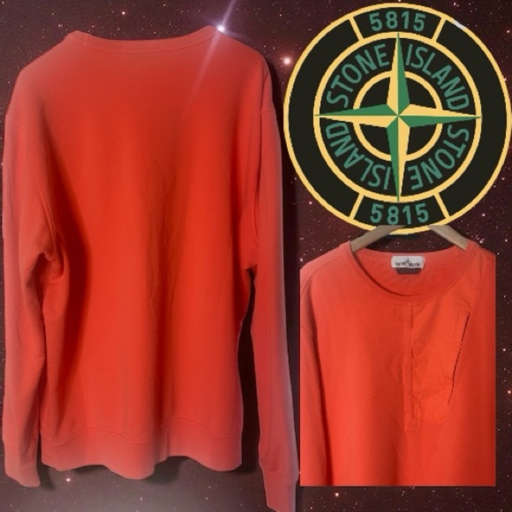 STONE ISLAND AUTHENTIC COTTON PULLOVER CREW W/CHEST POCKET ARM EMBLEM P 26 L 28 - Picture 2 of 12